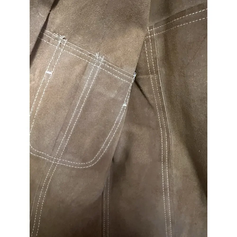 VINTAGE JC PENNY SPLIT COWHIDE SNAP BUTTON UP JACKET Med 38 WITH SNAP POCKETS